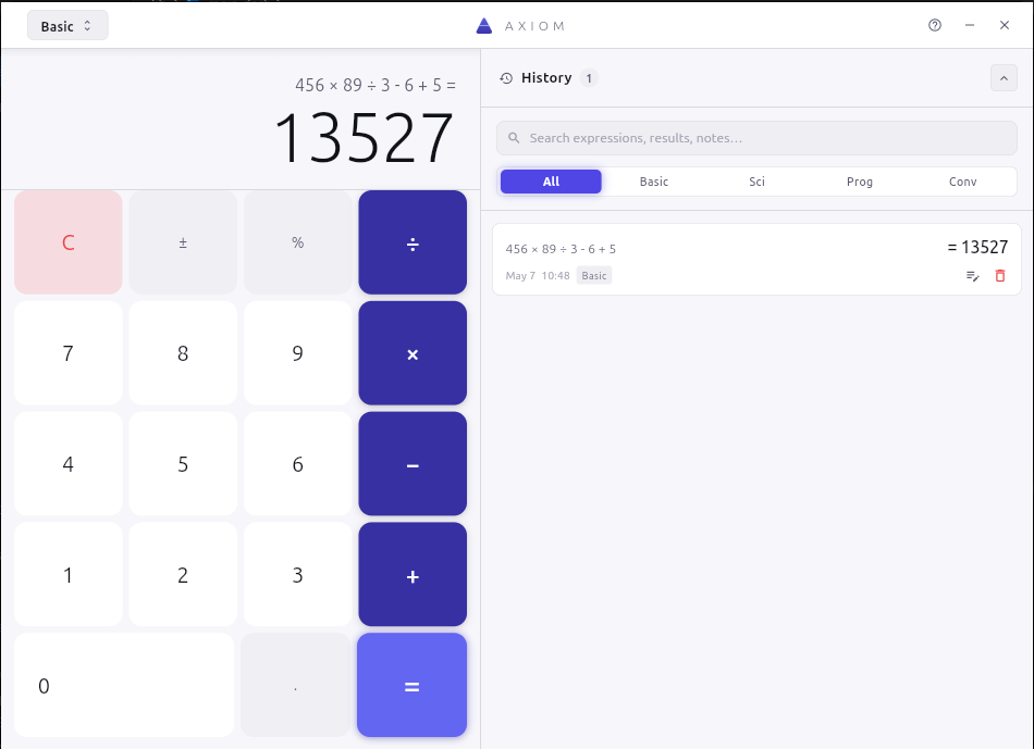 Axiom in basic mode